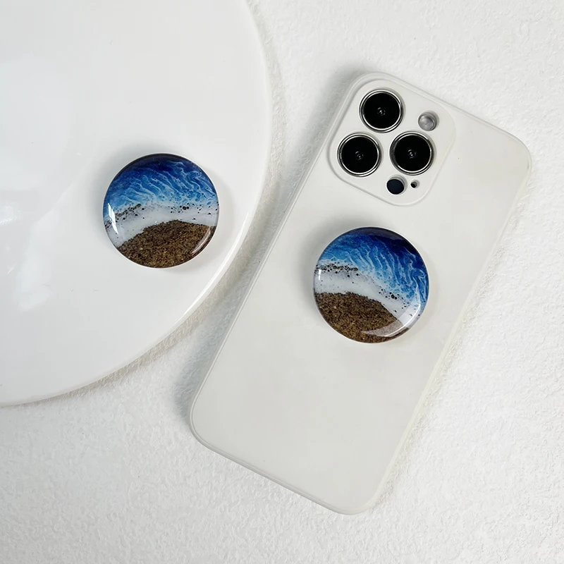 Wave beach style phone grip Foldable lazy phone holder socket Tok Glue drop process Universal for all mobile phone models