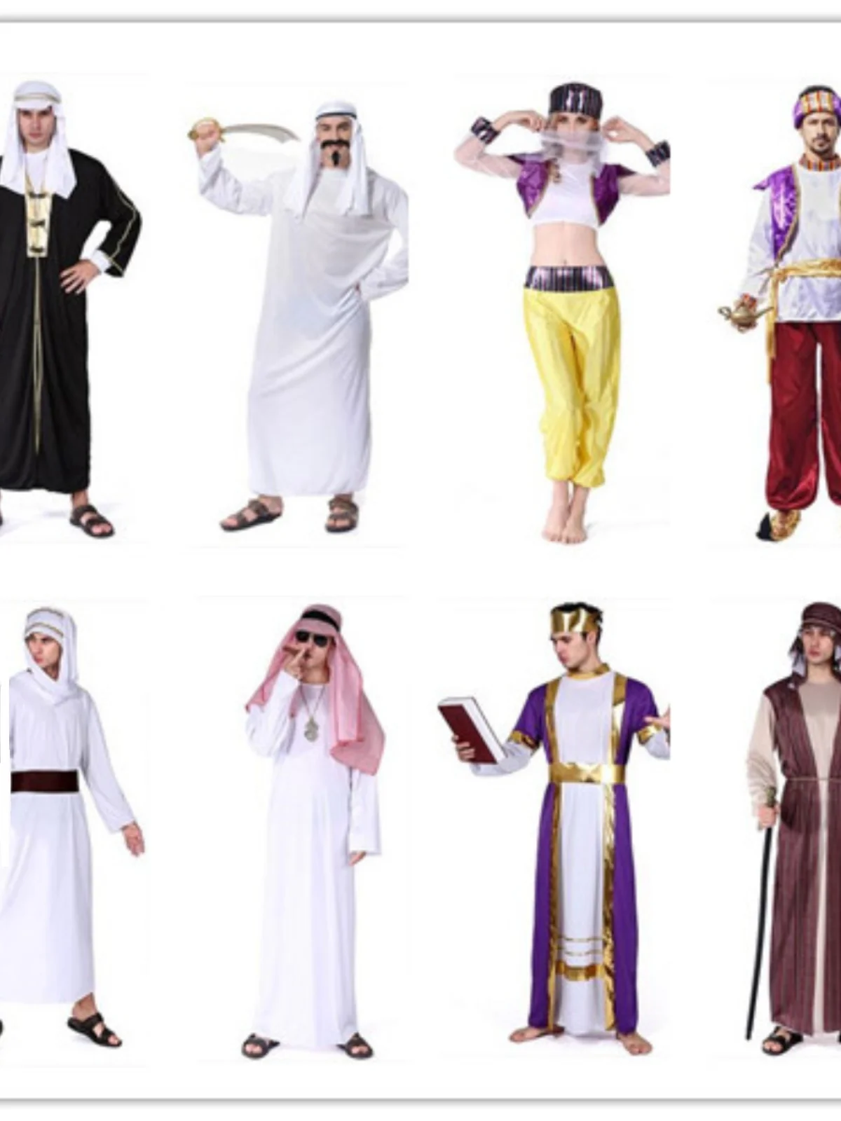 زي الملك العربي والأمير والأميرة للبالغين، زي الهالوين للرجال والنساء، زي مصباح علاء الدين والجني، زي تقليدي عربي من البوليستر