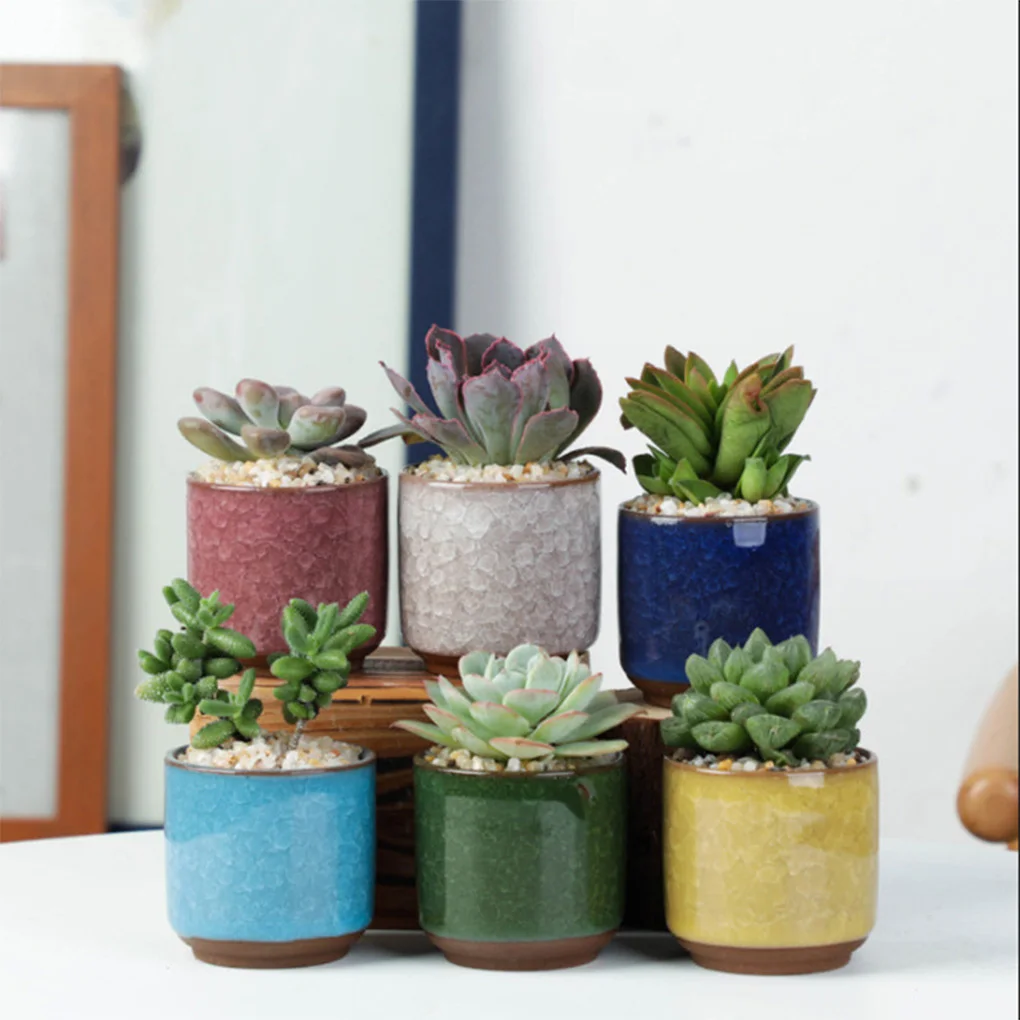 6pcs Ceramics Fresh And Youthful Appearance For Home Or Office Flower Pots Etc Simple Design Flower Pot Container