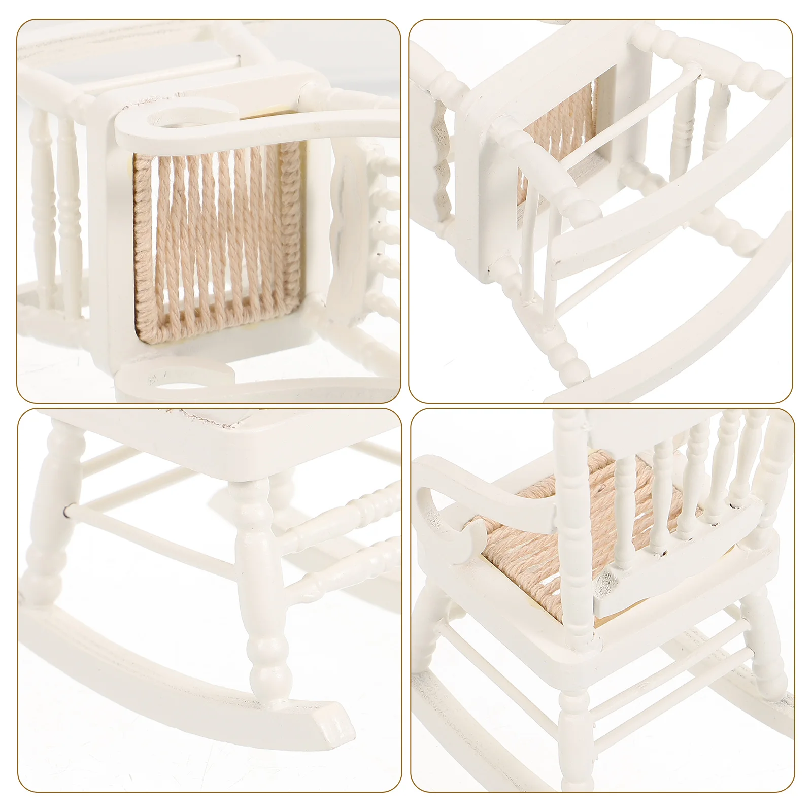 Furniture Recliner Small White Stroller Toys Dollhouses Wooden Chair Rocking Filling Baby