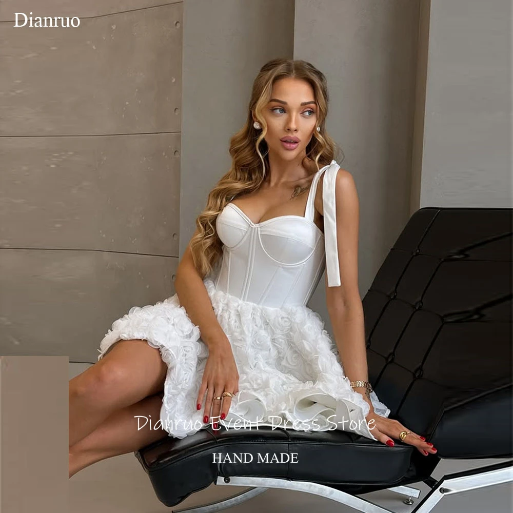 

Атласное мини-платье Dianruo 3D с рюшами и вырезом «сердечко» на тонких бретельках, пышное, А-силуэта, для выпускного вечера/дня рождения/торжеств, на заказ