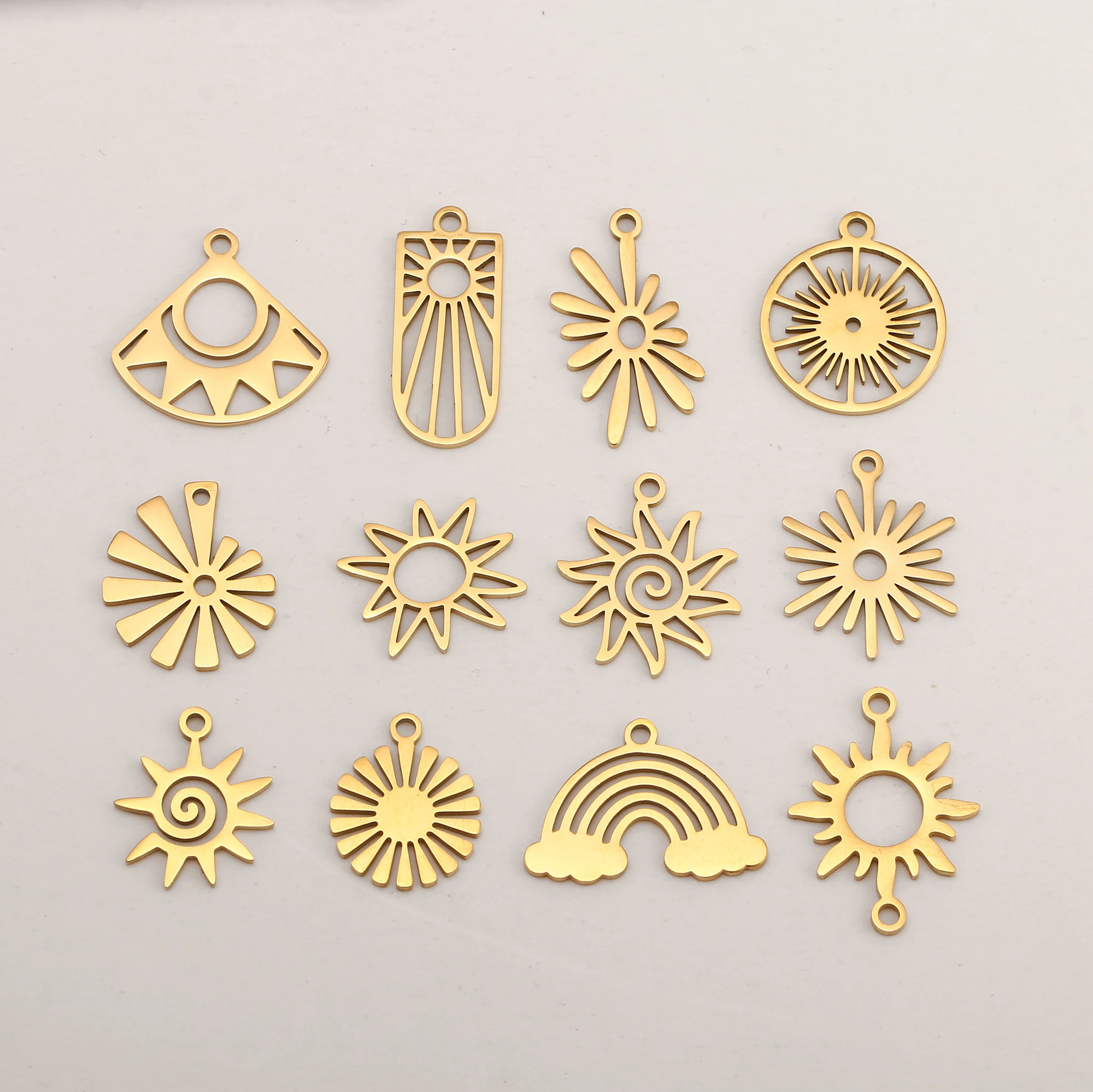 5 uds. De dijes de sol huecos, colgante Celestial de acero inoxidable, suministros para hacer joyería DIY, pulseras, collares, pendientes, proyecto de artesanía