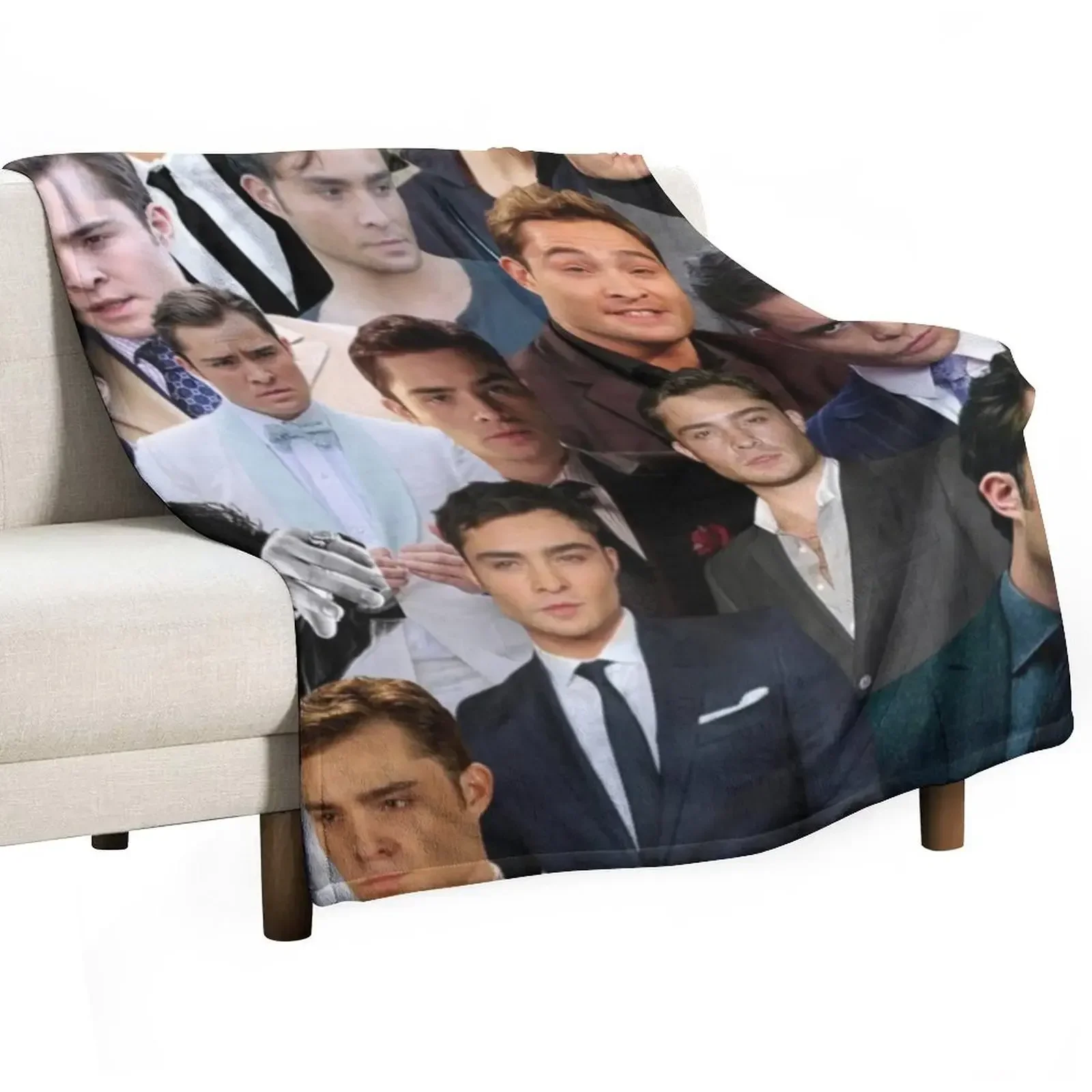 ed westwick photo collage Throw Blanket Cozy Throw Blanket Birthday Gift for Him Her