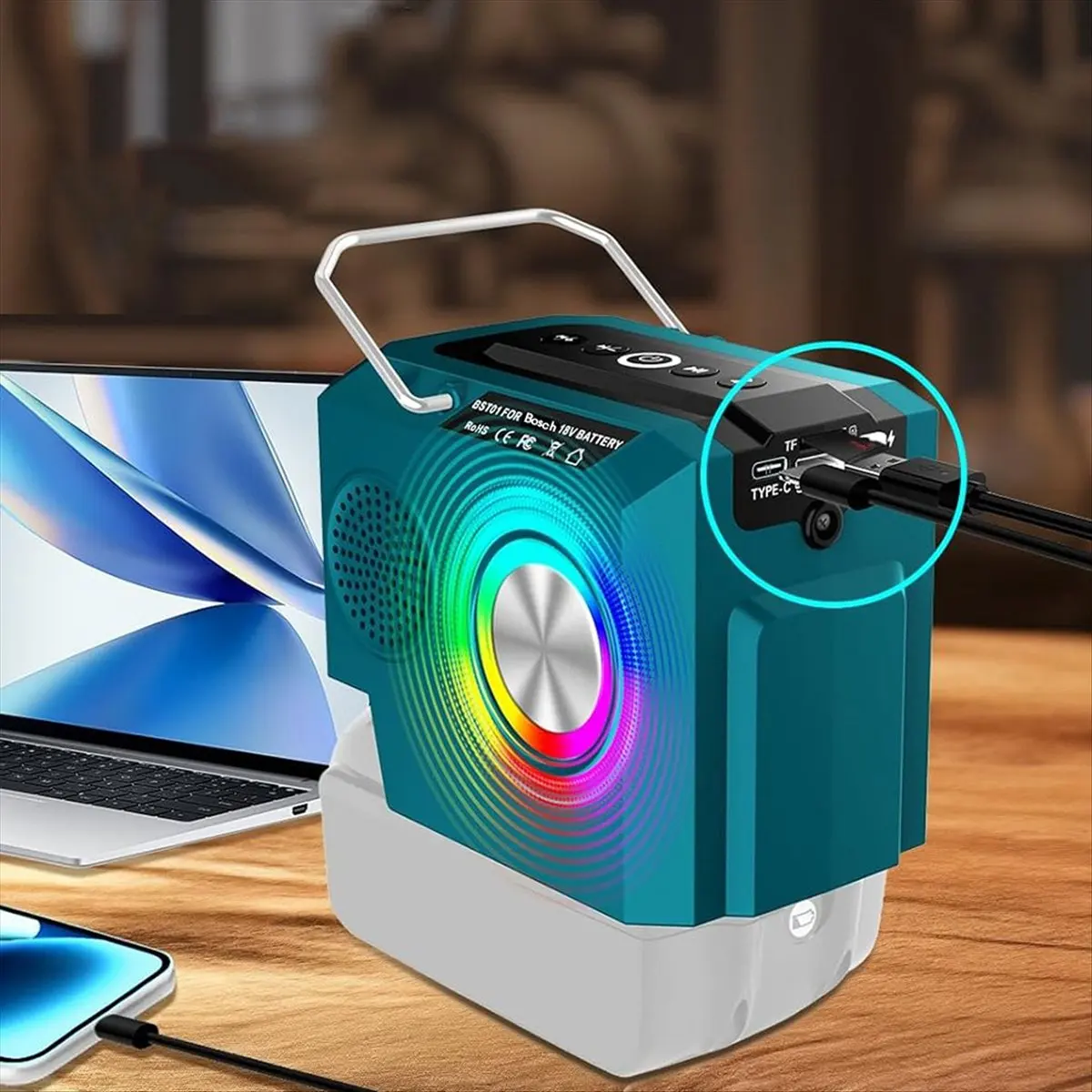 

Беспроводная Bluetooth-колонка ABAI для аккумуляторов Bosch 18V Li-Ion, портативный усилитель звука для кемпинга и вечеринок