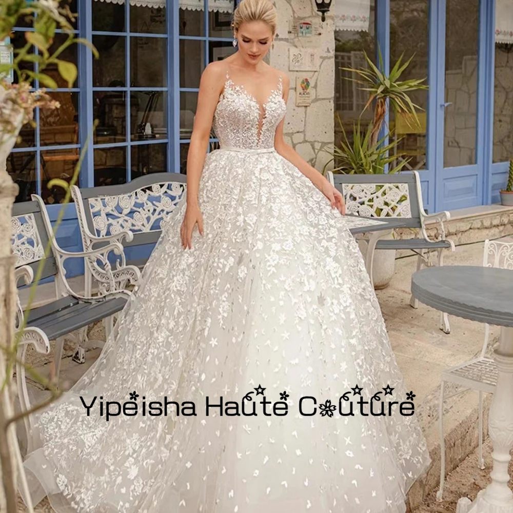 Yipeisha scollo a V Applique impero squisito senza spalline abiti da sposa senza maniche abito da donna 2022 abiti da ballo Robe De Mariée nuovo