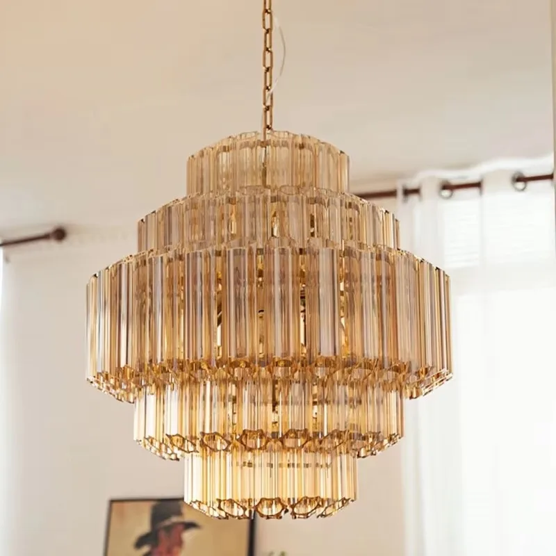 French style glass medieval living room pendant light luxurious minimalist American crystal bedroom dining room light