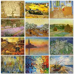 RUOPOTY Acrylic Picture Frame Painting By Numbers For Adults Monet Flower Field Coloring By Numbers Diy Gift Home Decors Paintin