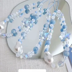 Blue Starry Sea Beaded Mobile Phone Hanging Rope Universal Handmade Camera Hanging Chain Wrist Portable