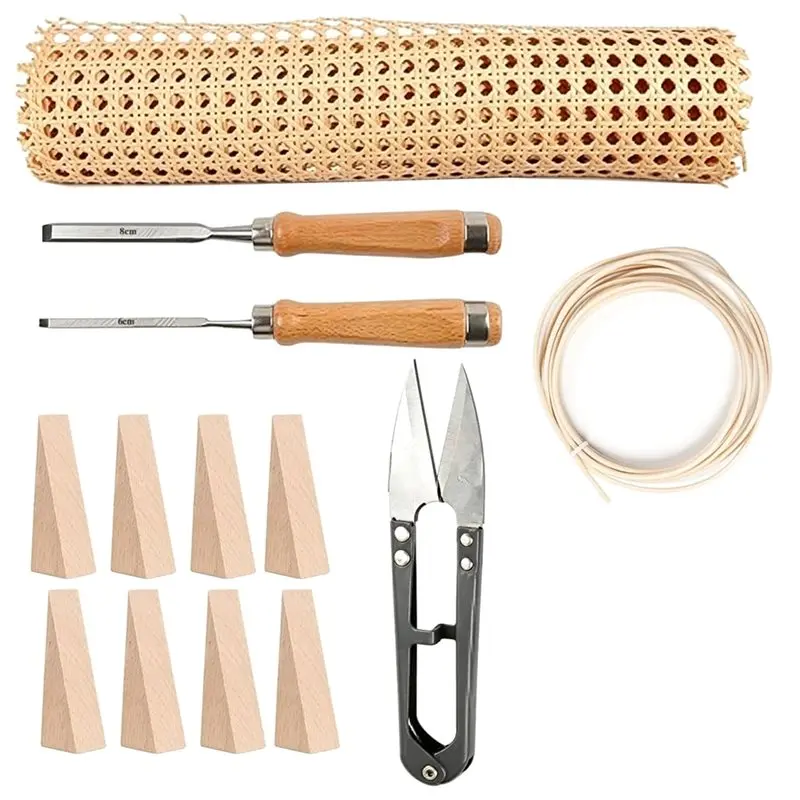 diy-for-home-open-mesh-woven-material-13-pcs-rattan-cane-webbing-repair-kit-with-tools-includes-caning-chisel-wooden
