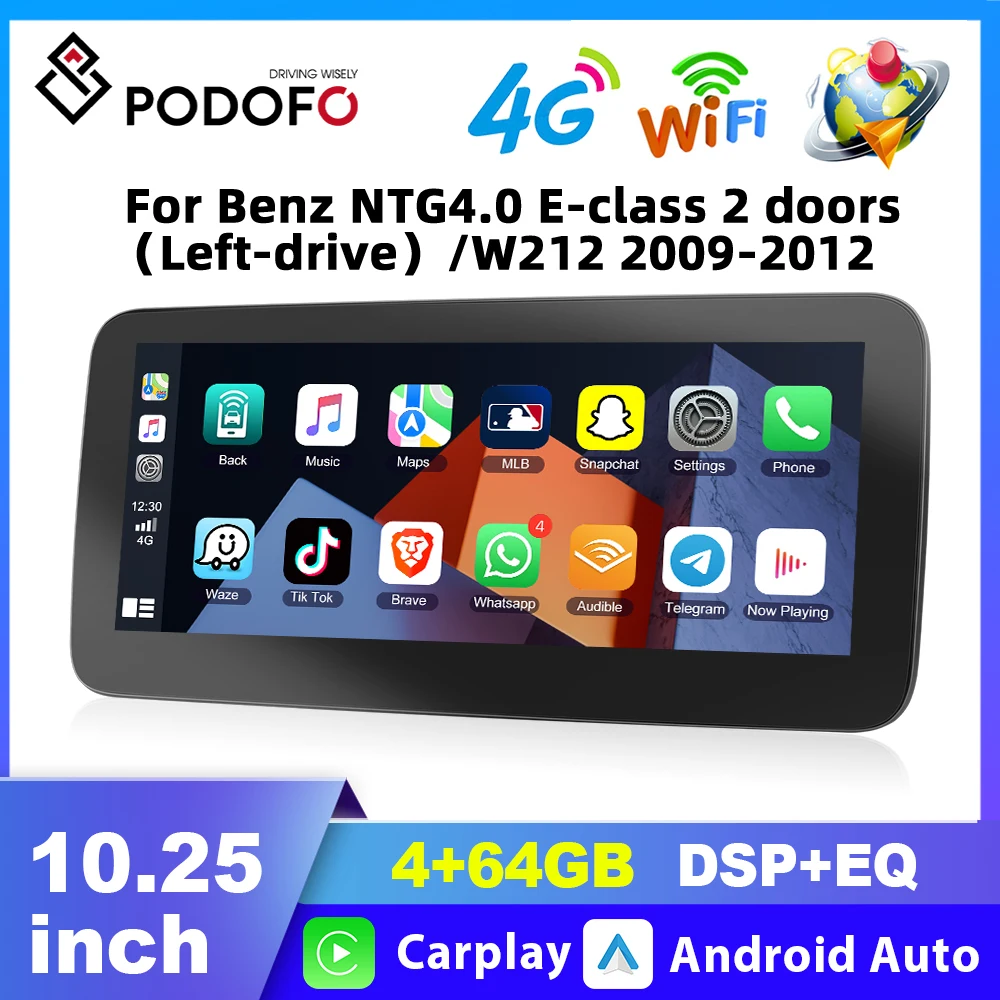 Podofo 2din Autoradio Android per Benz classe E W212 2009-2012 Carplay dual systems Car Intelligent System Automotive Autoradio