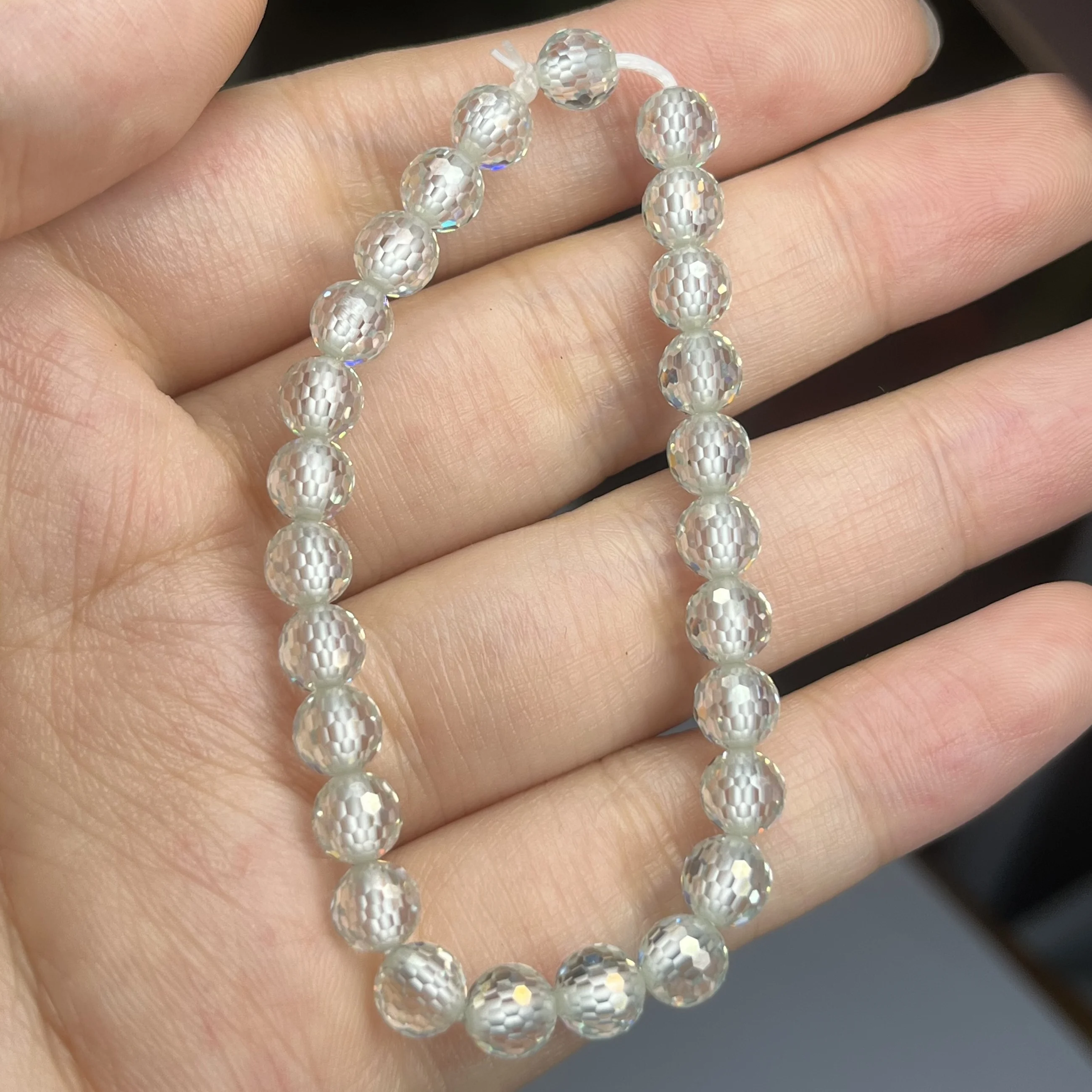 10mm Faceted Round Beads Moissanite Diamond White Moissanite Stone Bracelet Jewelry