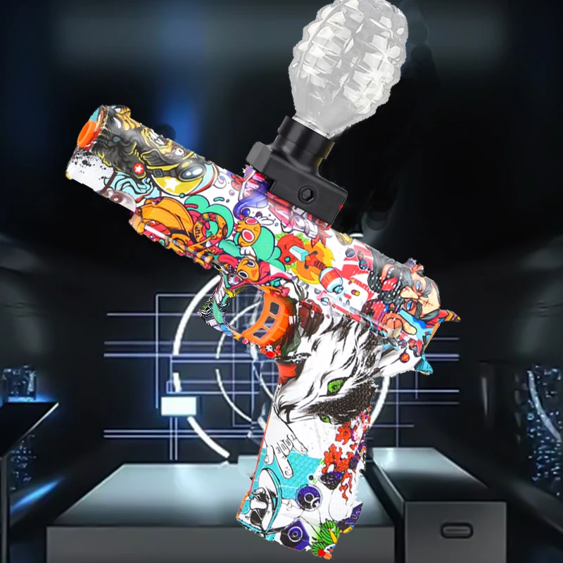 클래식 권총 전기 버스트 젤 총알, 다양한 멀티 컬러 옵션 야외 장난감 총, 새해 선물, 명절 선물, 배터리 충전 케이블 포함