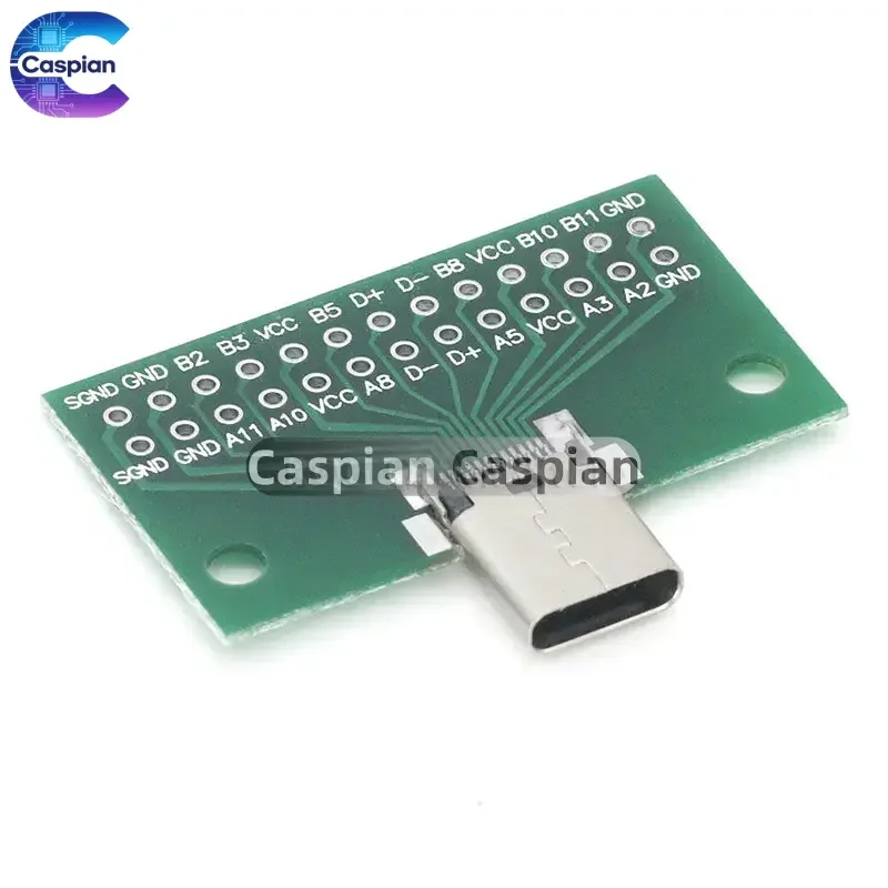 Type-C Male to Female USB 3.1 Test PCB Board Adapter Type C 24P 2.54mm Connector Socket For Data Line Wire Cable Transfer