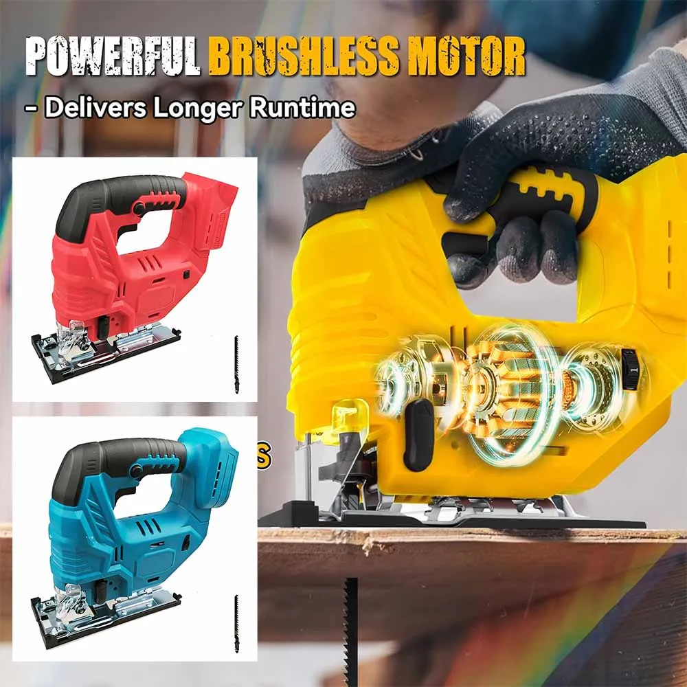 

2025 340W Brushless Jigsaw 18V Without Battery with Saw Blade Cordless Barrel Handle Portable Carpenter Power Tool For Makita