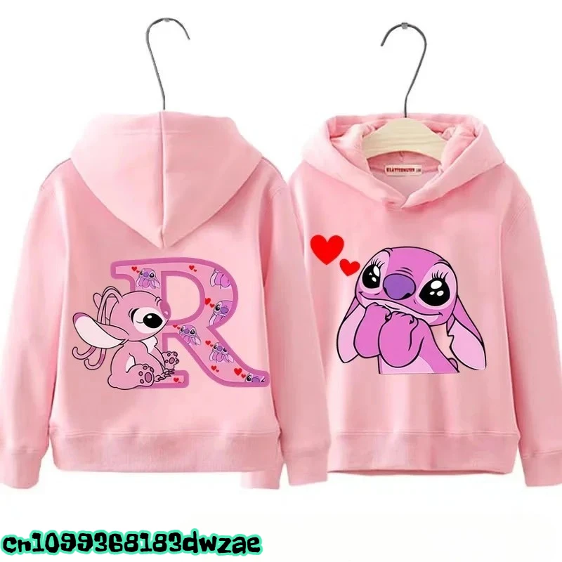 هوديس أنيمي الخريف والشتاء للأطفال، هوديس كاجوال وعصري مع حرف الملاك AZ مطبوعة ليلو وغرزة هوديس #6