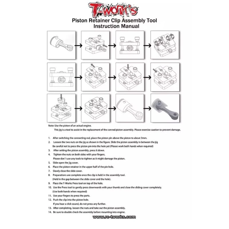 Original T worksTT-056 Piston Retainer Clip Assembly Tool ( For .12 & .21 Engine )Professional Rc part