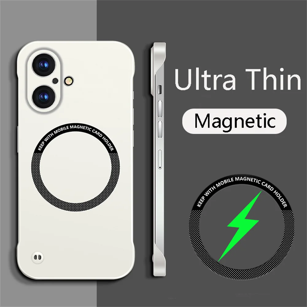 Ultra-Thin Matte Cooling Frameless For Magsafe Case For iPhone 16 15 14 13 12 11 Pro Max Plus XR XS X 7 8 Magnetic Plastic Cover