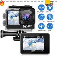 1Set Wifi Anti-Shake 5K Action Camera Diving Anti-Shake Waterproof Mini Action Camera Black