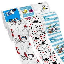Cartoon Snoopy Pattern Design Printed Grosgrain Satin Ribbon for Gift Wrapping Hair Bow 50 Yards