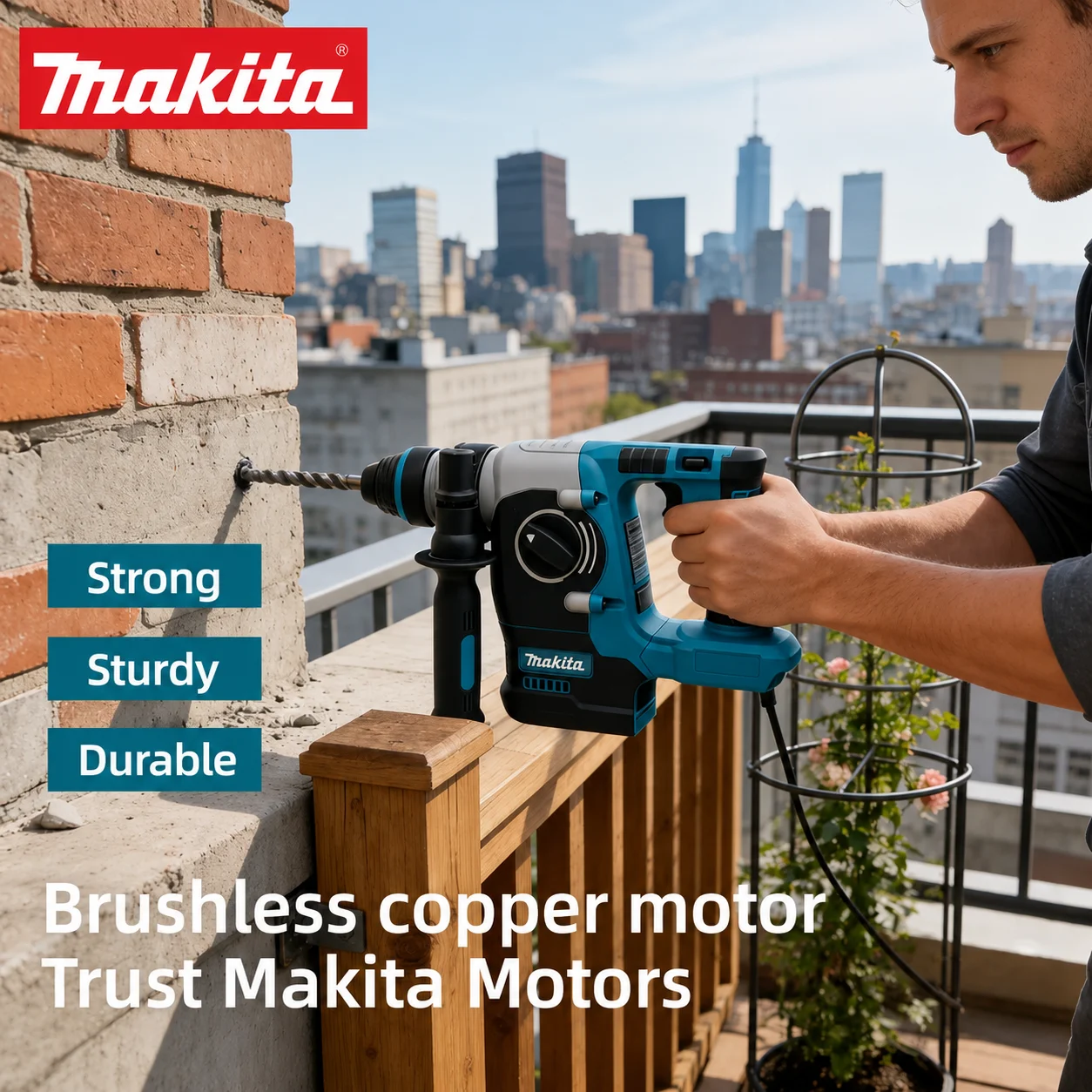 

Makita 273 Electric Cordless Brushless Hammer Drill Rechargeable Rotary Hammer Drilling and Chiseling High Torque Power Tool