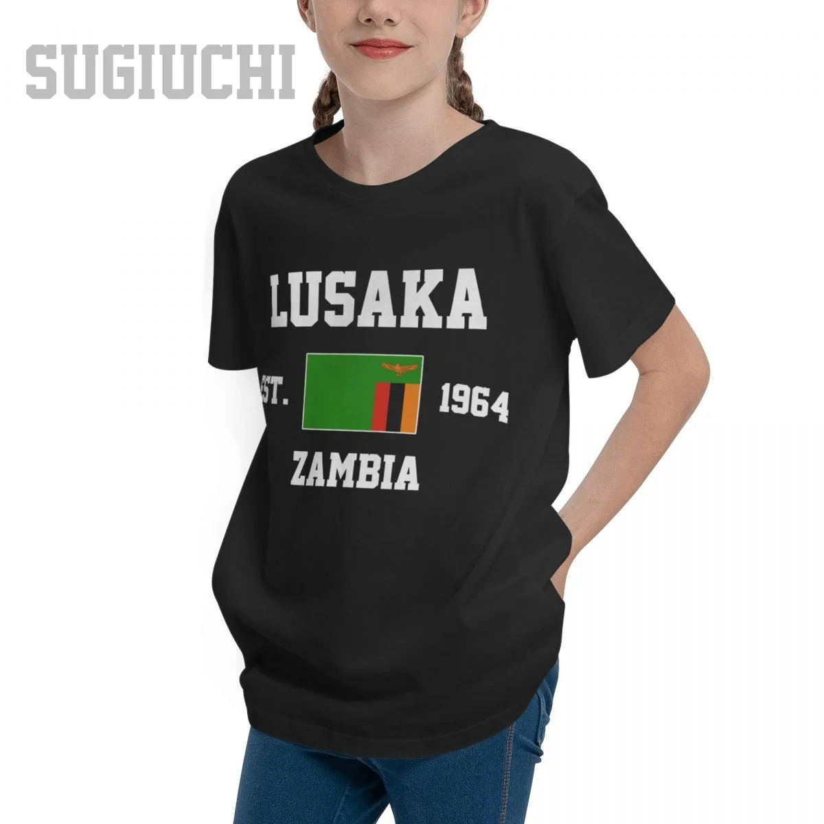 Unisex Youth Boy/Girl Zambia EST.1964 Lusaka Capital T-shirt Kids tshirt tee 100% Cotton T Shirt o-neck short sleeve Children