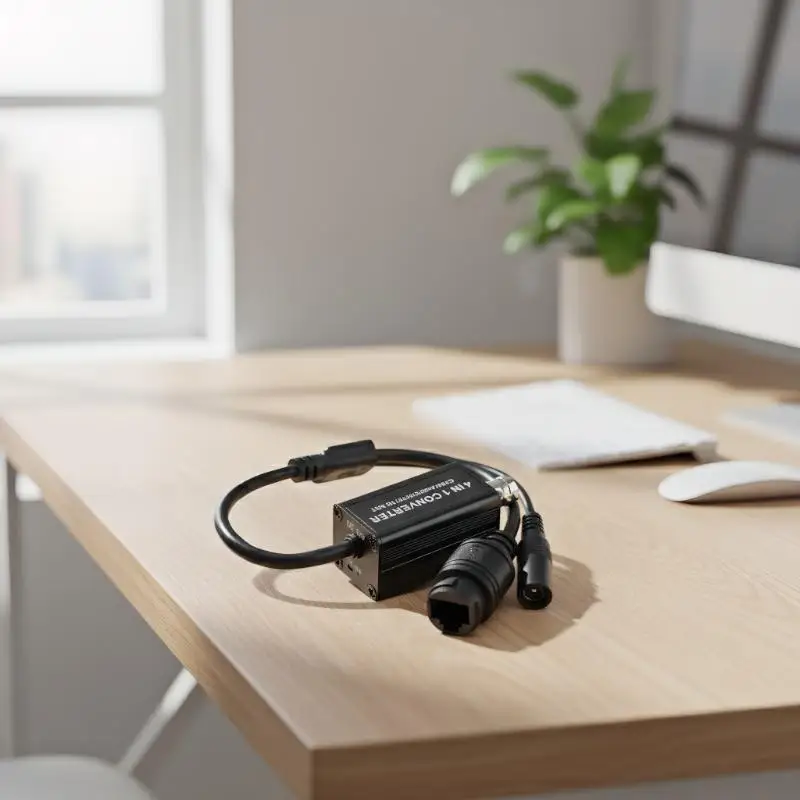 

AHD/TVI/CVI/CVBS 4-in-1 Signal Converter RJ45 Output BNC Input DC 5-15 V H.265 RTSP Adapter For Security Camera System