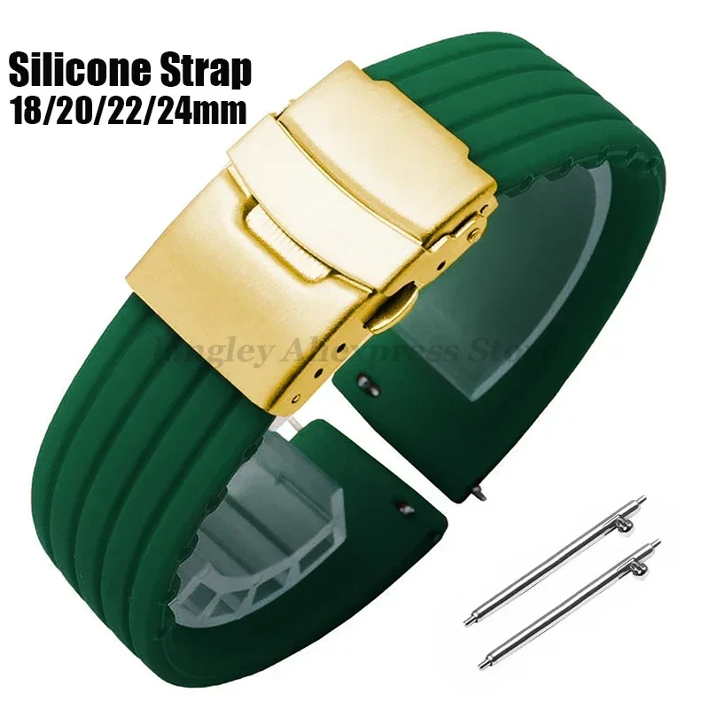 18mm 20mm 22mm 24mm Quick Release Silicone Watchband for Huawei Watch Gt3/Gt4 46mm for Fossil for Seiko Strap Rubber Sport Bands
