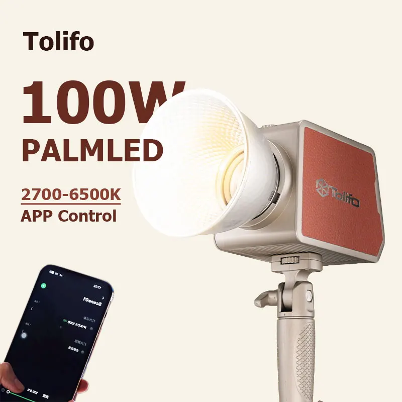 Tolifo PL-100B 100W LED COB Light 2700-6500K with Built-in 18000mAh Battery Portable Outdoor Video Light Portrait Soft Light