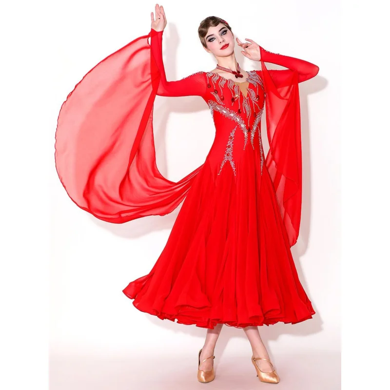 Bachna Socialite! S7081 Maßgeschneidertes modernes Tanz-Performance-Outfit für Erwachsene, neues Intl-Standard-Wettbewerbskleid mit Diamanten