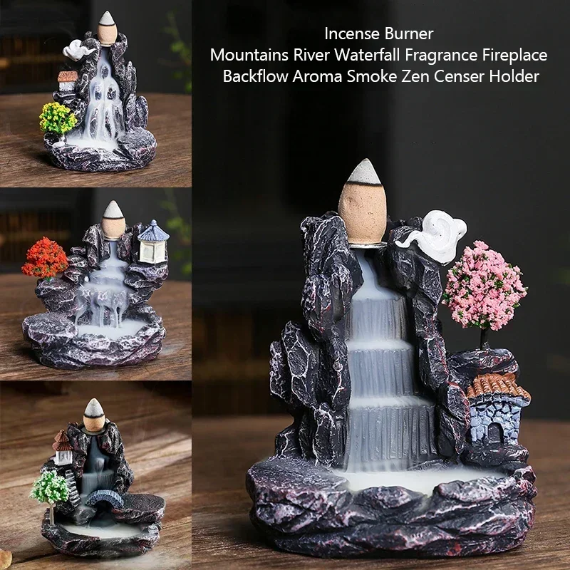 Creative Smoke Backflow Incense Cone Holder Waterfall Incense Burner Home Indoor Decor Aromatherapy Ornament,Good for yoga