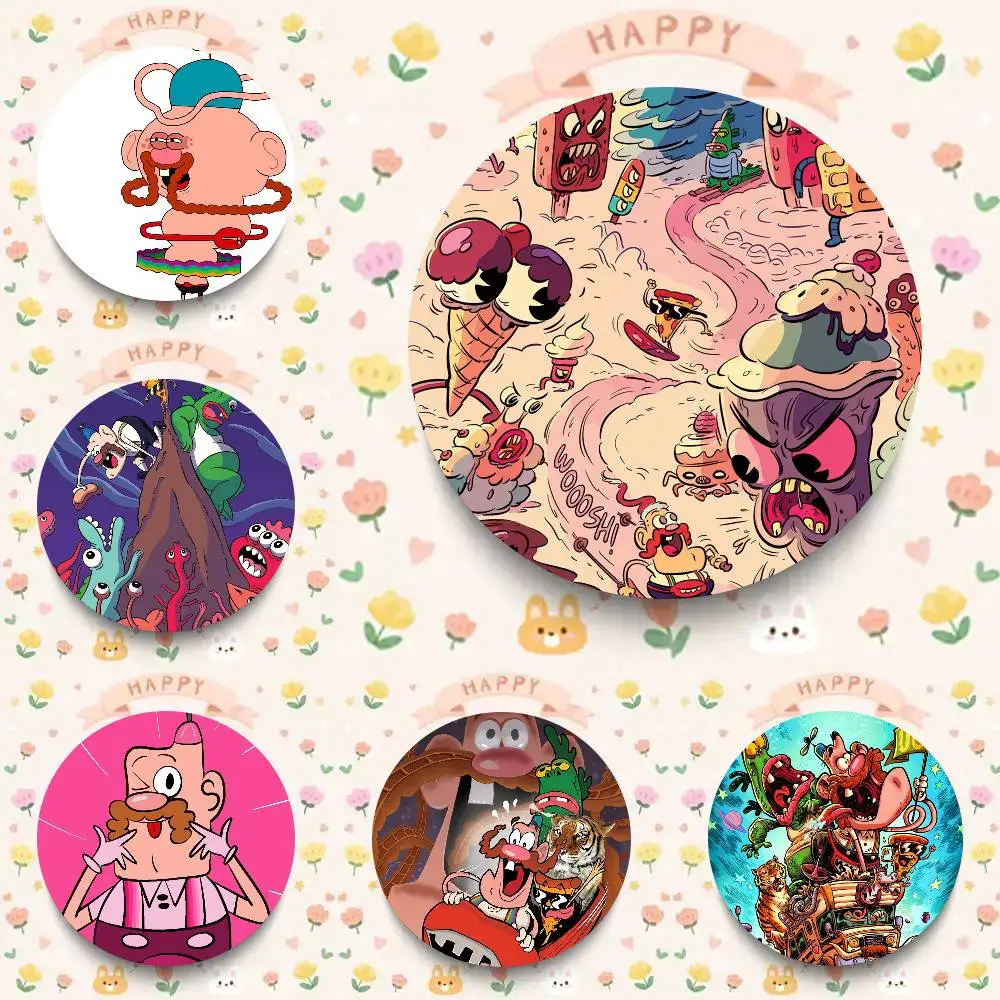Cartoon Anime U-Uncle Grandpa Cartoon Style Badge Brooches On Backpack Decoration Round Enamel Pins For Accessorys