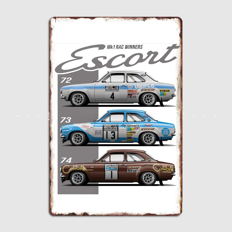 Mk1 RAC Rally ESCORT RS1800 RALLY AW11 MR2 JDM Car Retro Metal Poster Sign Garage Club Indoor Wall Room Decoration Home Decor