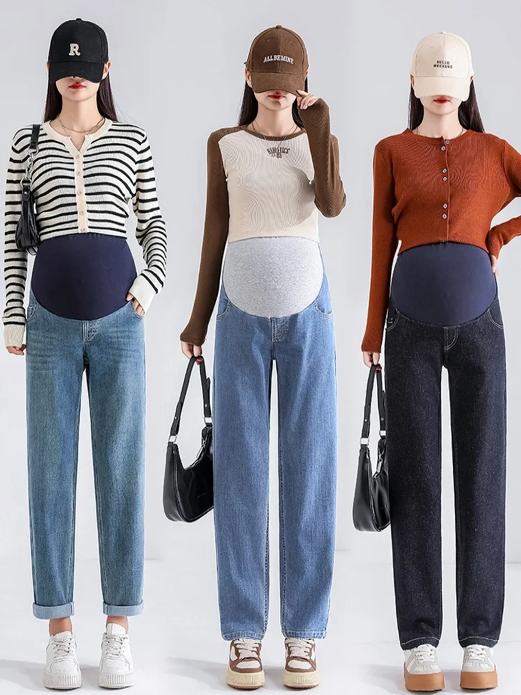 

Джинсы для беременных 2026: Свободные, эластичные, с U-образной поддержкой живота, в стиле «мом», фасон «галифе», для повседневной носки на улице, весна-осень