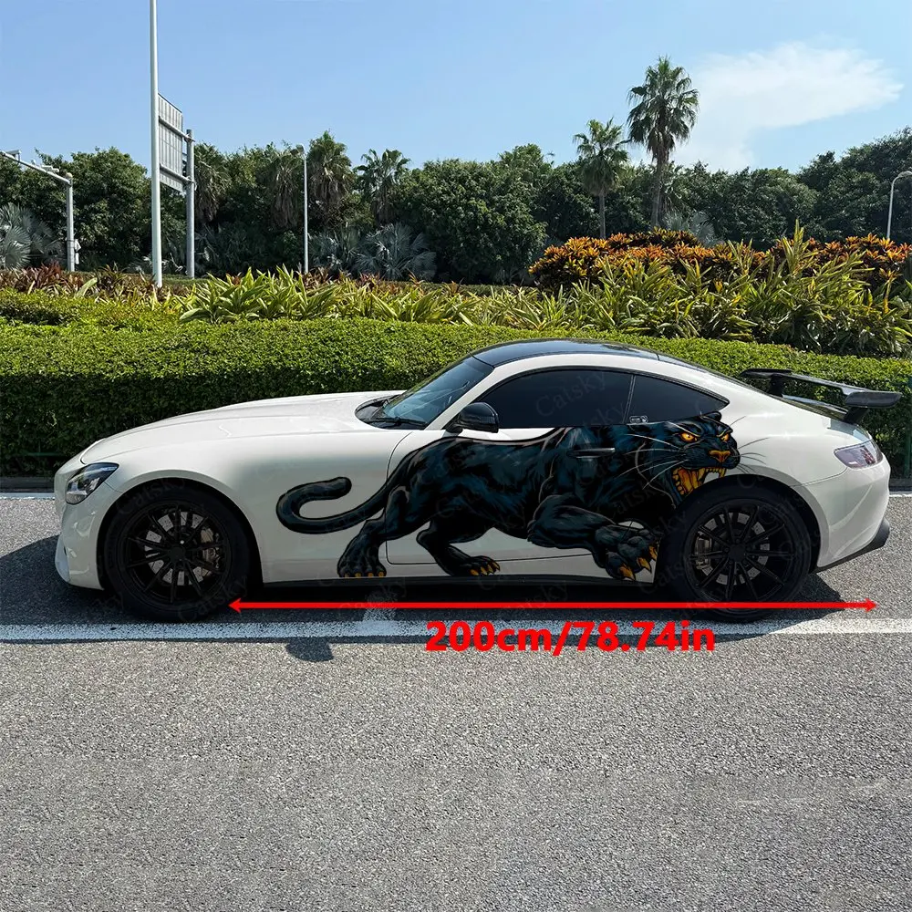 

Fierce Black Panther Car Side Wraps, Self-Adhesive PVC Waterproof & Scratch-Resistant Stickers, Car Accessory Gift