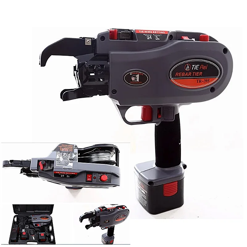 แบบพกพาเหล็กผูกเครื่องแบตเตอรี่ไดรฟ์ลวด Tie Gun ไร้สายสายรัดเครื่องปรับไร้สายรอบ Binder