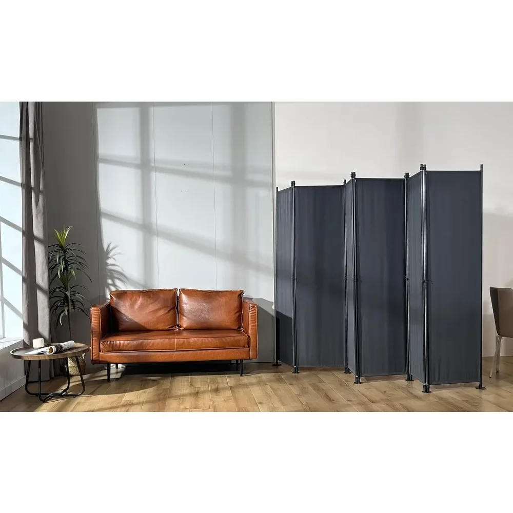 

6 Panel Room Dividers Folding Privacy Screen, 10ft Wide 6ft Tall Partition Office Walls Separator with Small Base, Grey