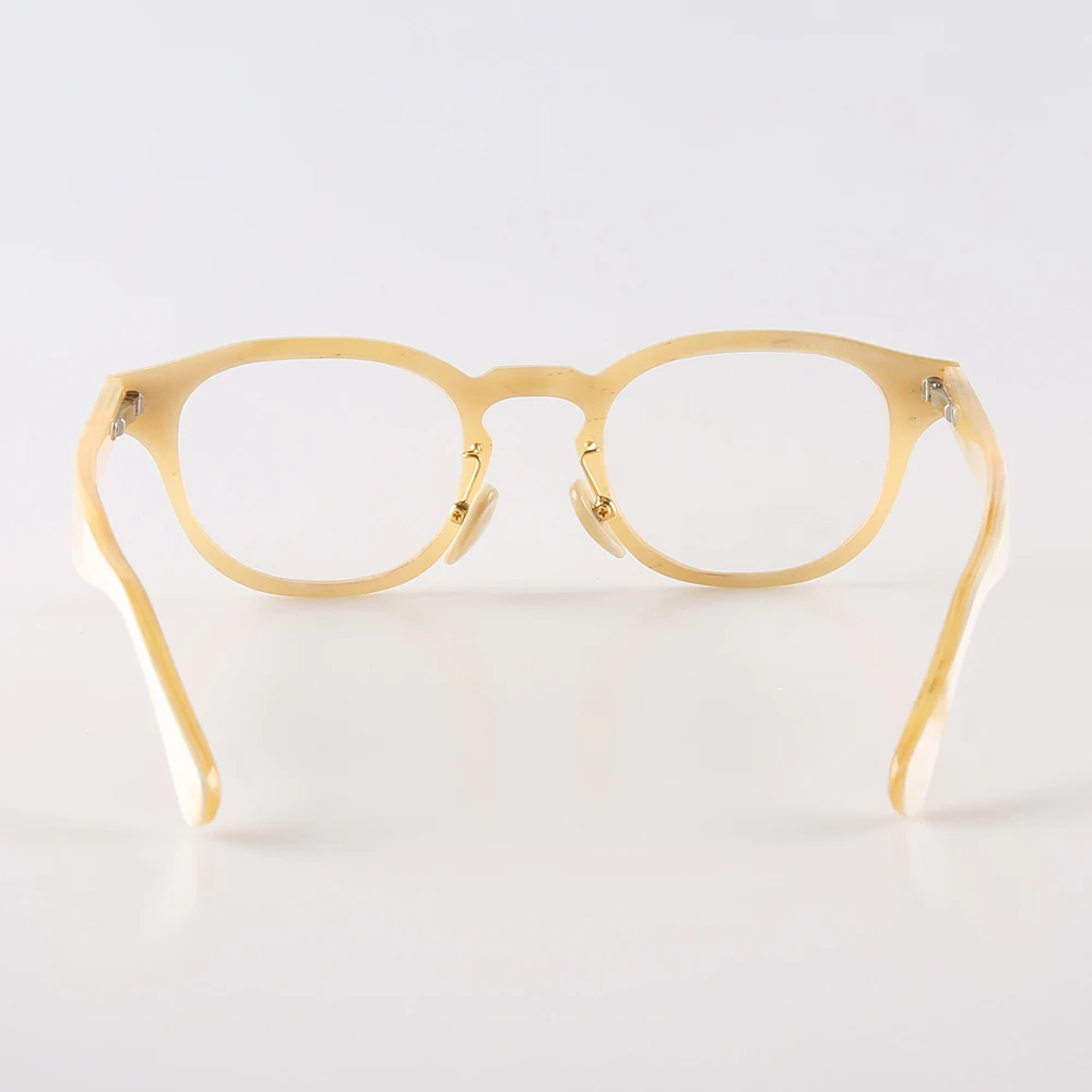 Man Women Glasses Frames Unique Vintage Rhomboid Handmade White Horn Prescription Eyeglass Frames Graduated Lenses Eyeglasses