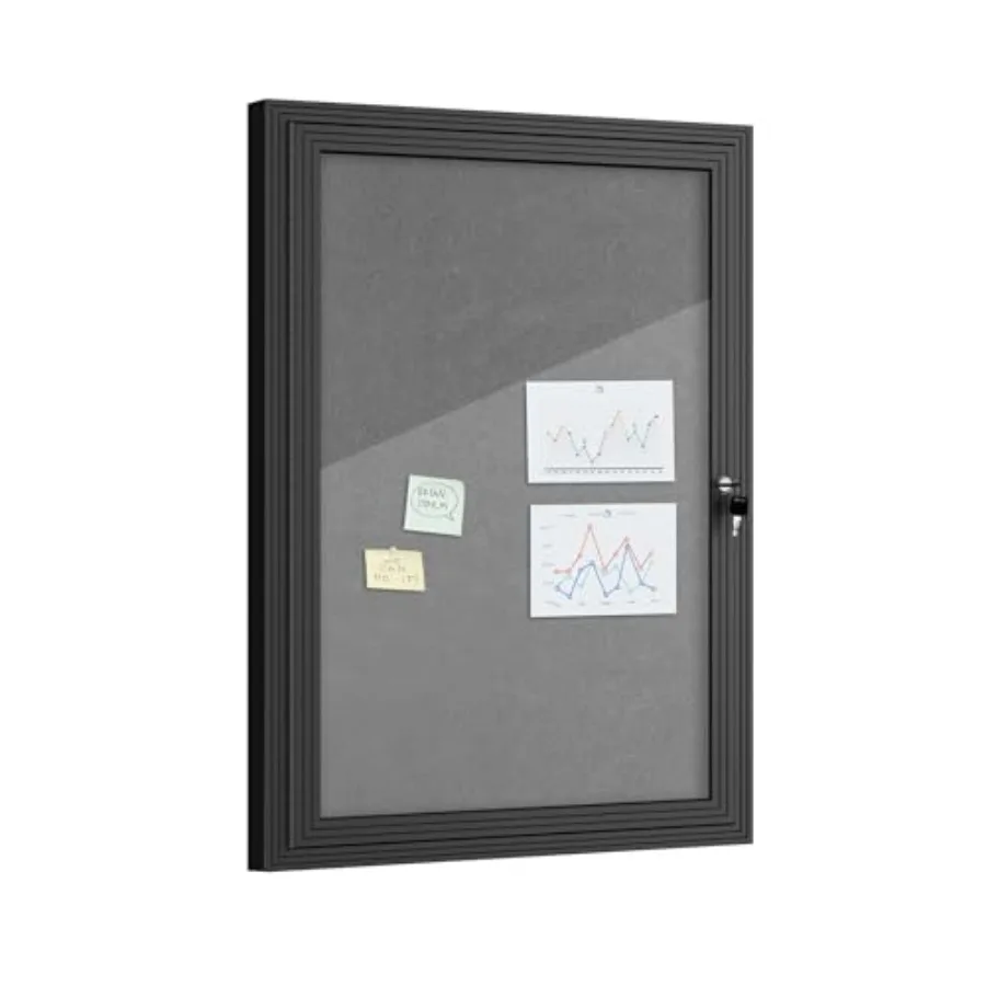 

Доска объявлений уличная, защищенная от атмосферных воздействий, 36x24 дюйма, с замком, из алюминия, с пробковой поверхностью, для школы и офиса, черная рама