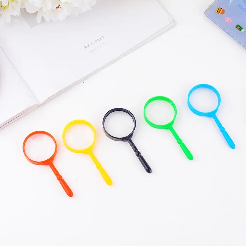 Plastic Mini Magnifying Glass Children's Toys Learning Education Handheld Magnifier Portable Loupe Reading Lens  Inspection