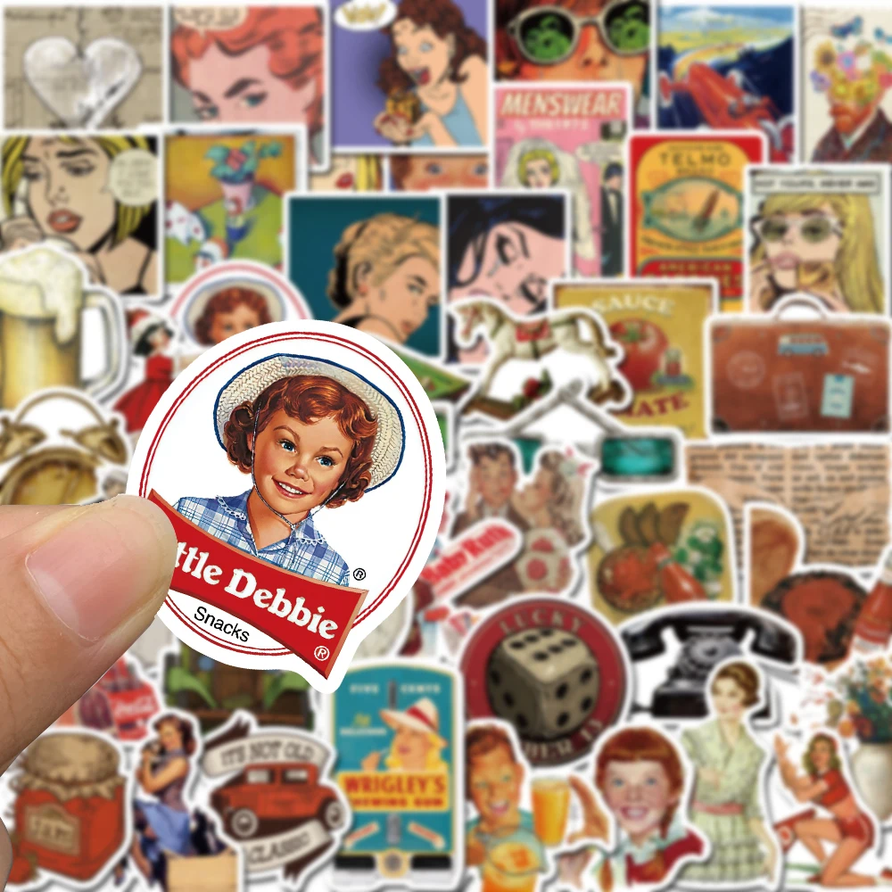 52PCS Classic Retro Soviet Union Women 90s Stickers Vintage DIY Notebook Luggage Motorcycle Laptop Refrigerator Decal Decor