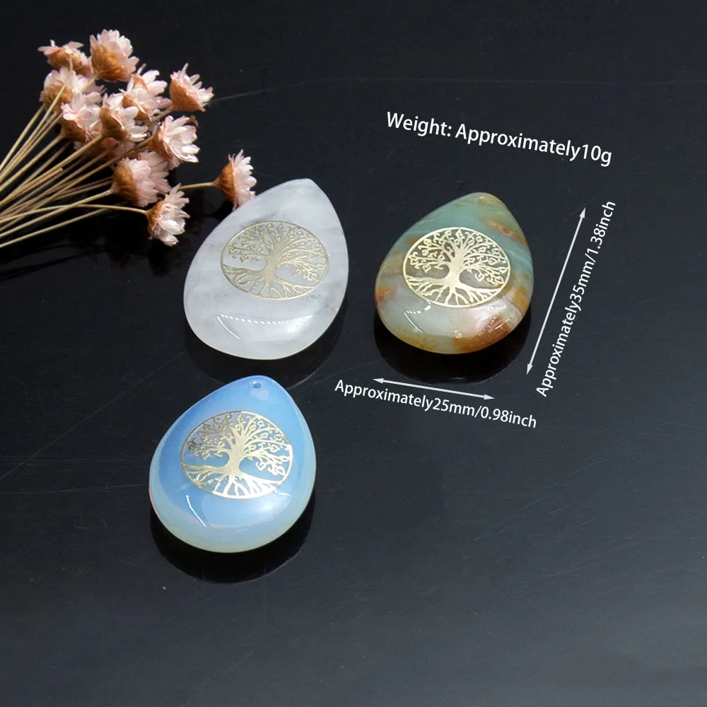 1 قطعة 25x35 مللي متر الحجر الطبيعي قلادة قطرة الماء شكل روز كوارتز الجمشت الريكي شفاء قلادة النساء عقد دي اي واي اكسسوارات