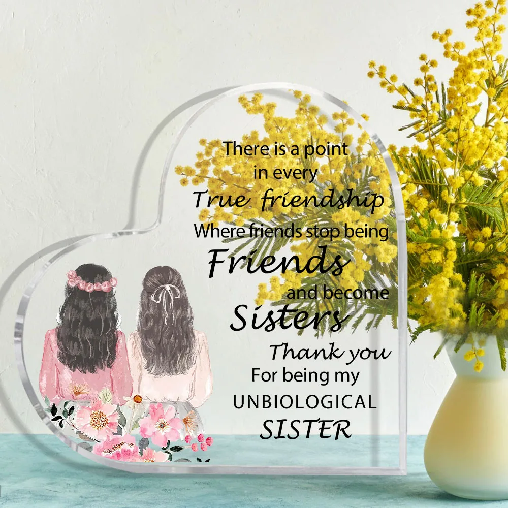 1pc Acrylic Heart Sister Gift From Sister Is God's Way Of Making Valentines Gift, Memory Gifts Birthday Gifts For Sisters