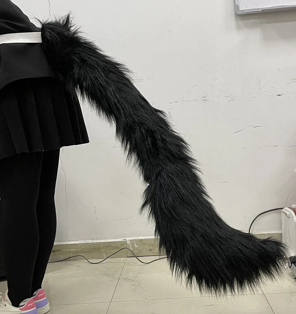 Miqo Te Tail FINAL FANTASY FF14 Black Cat Plush Tail Cosplay Replica Prop Decoration Character Accessories