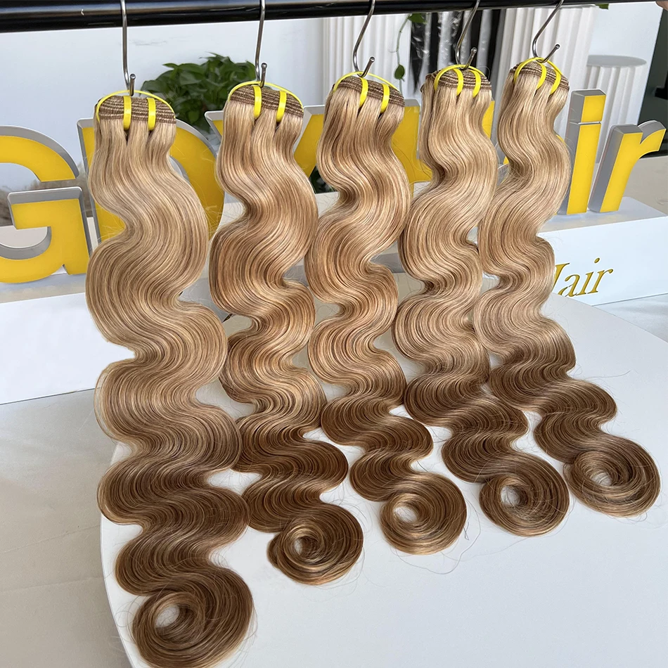 Yiwigs 10A Grade #27 Honey Blonde Colored Body Wave 100% Raw Human Hair Bundles 10-24 inches Hair Weave Extensions For Women