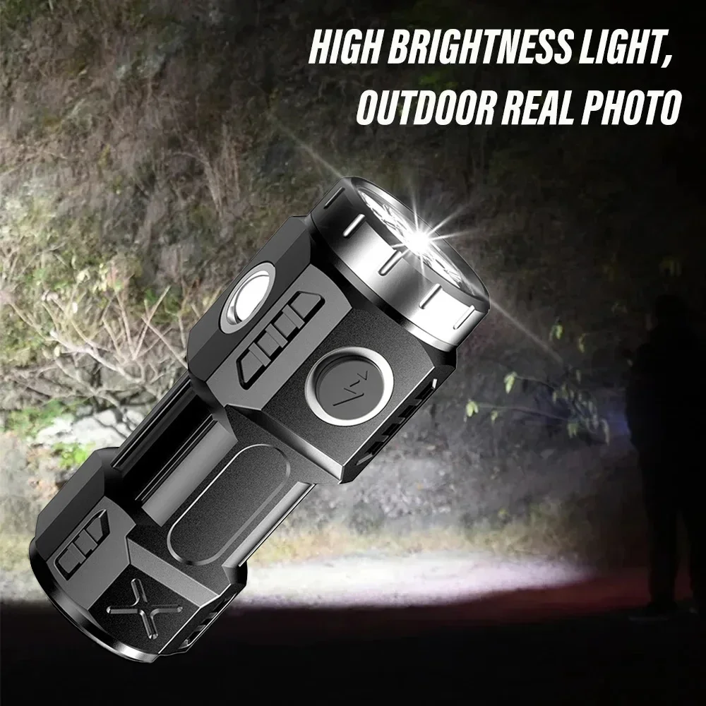 Super Bright Mini 6LED Flashlight With Pen Clip And Tail Magnet Builtin Battery USB Charge Outdoor Portable Torch Emergency Lamp