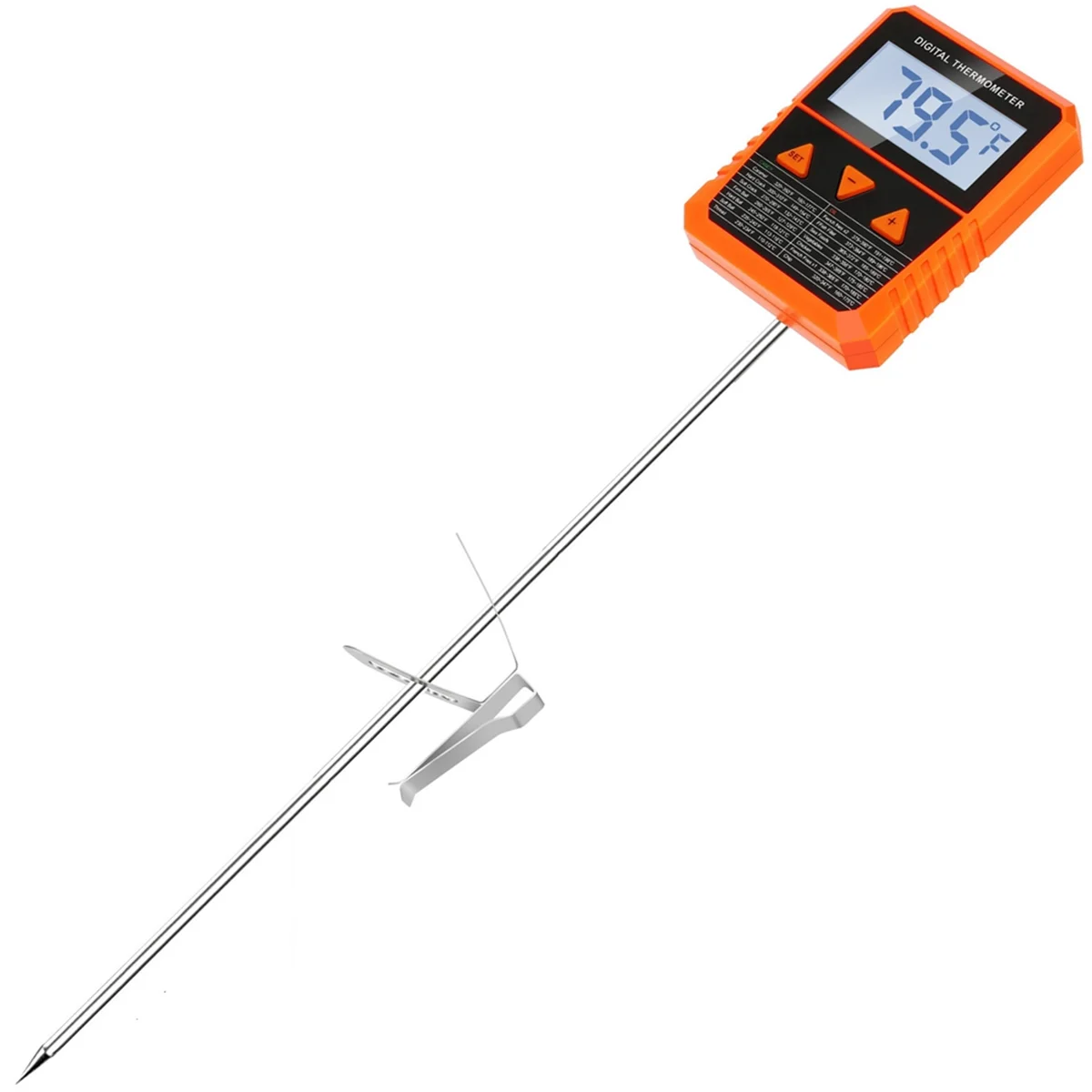 Probe Candy Thermometer with Pot Clip,Alarm Function,IPX6 Waterproof Rotatable Large Display Deep Fry Oil Thermometer SQ
