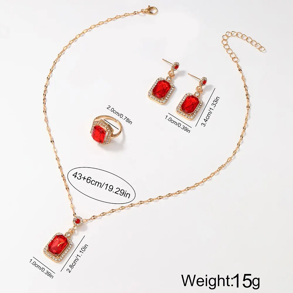 5PCS Set Luxury Square Watch Women Ring Necklace Earring Rhinestone Fashion Watch Casual Ladies Bracelet Watches Montre Femme