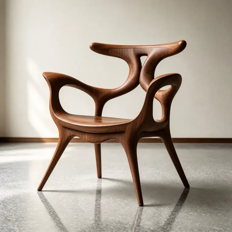 New Chinese Style Black Walnut Solid Wood Armchair Special Shaped Mortise and Tenon Furniture Tea Chair Song Style Aesthetics