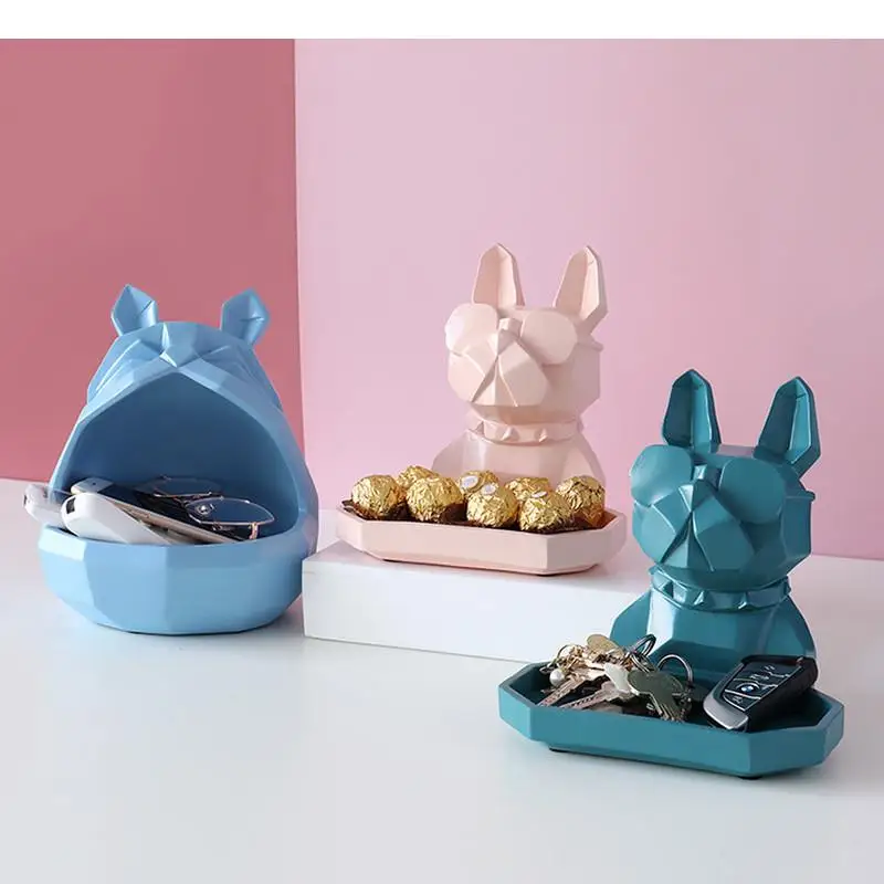 

Northern Europe Resin Animal Storage Ornaments Dog Statuette Tray Home Desktop Decorative Crafts Furnishings Figurines