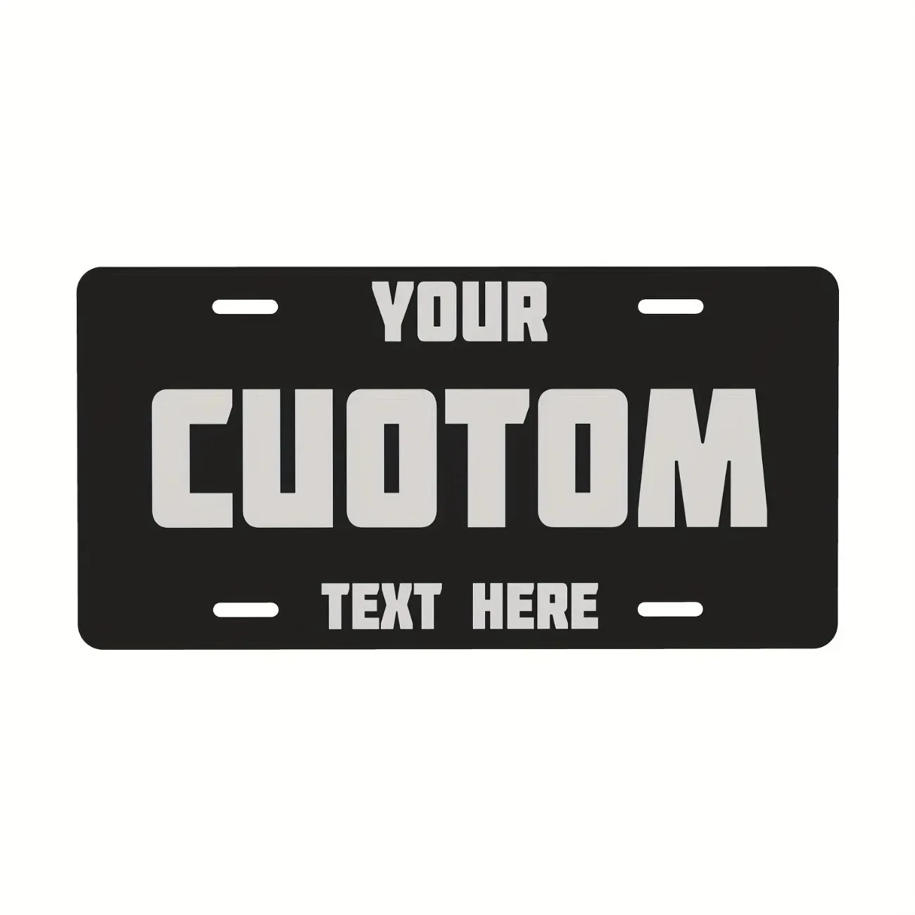 [2D Flat] Custom Bold Block Letter Metal License Plate Personalized Custom Text Wall Decor (Only For Decoration)